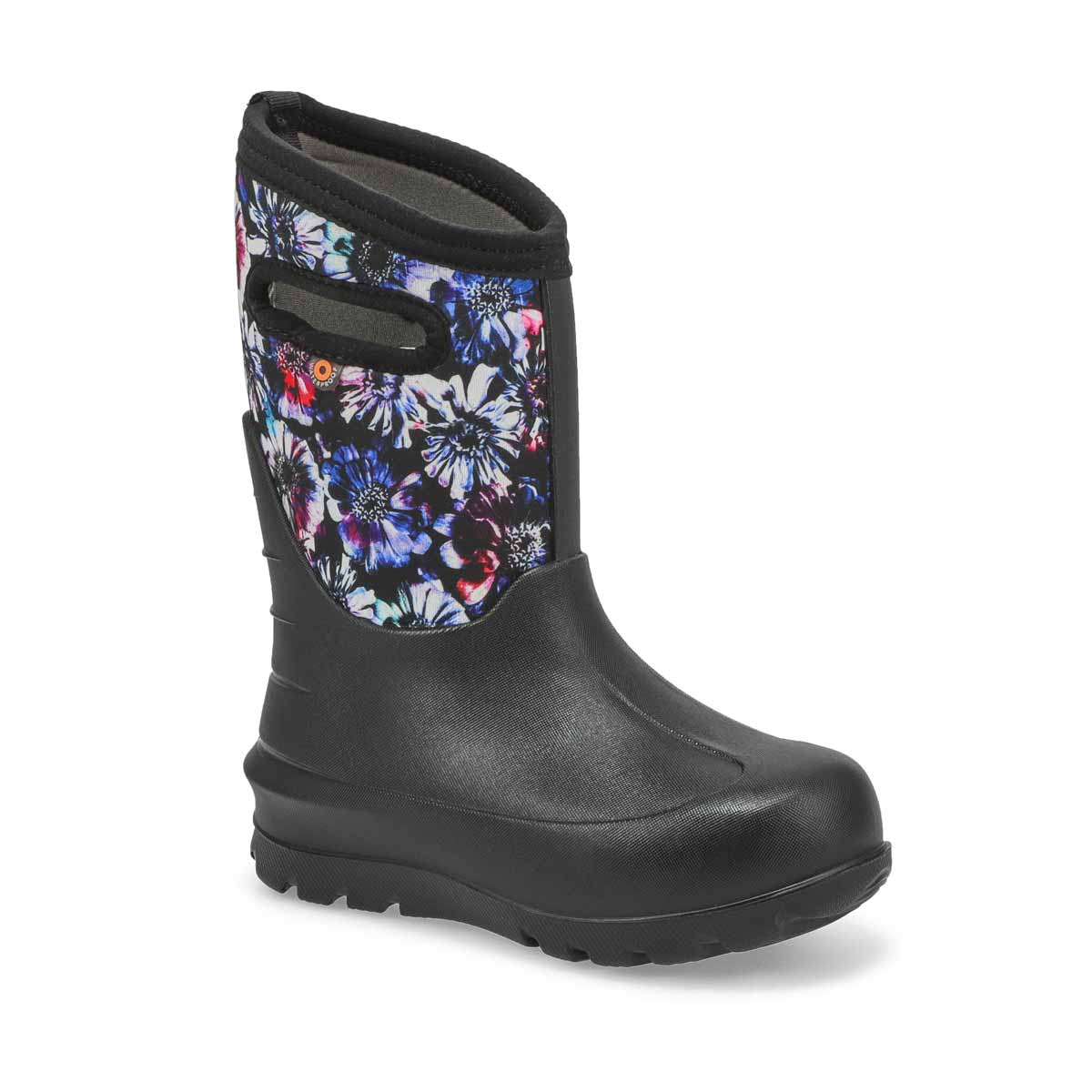 Girls' Neo Classic Flowers Waterproof Boot - Black