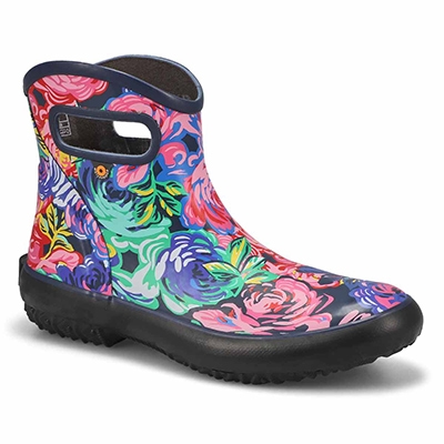 Lds Patch Ankle Rain Boot - Rose Multi