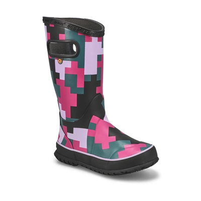 Grls Big Camo Rain Boot - Black Multi