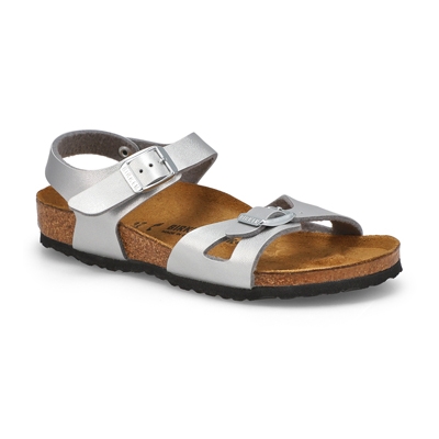 Kds Rio Birko-Flor 2 Strap Narrow Sandal - Silver