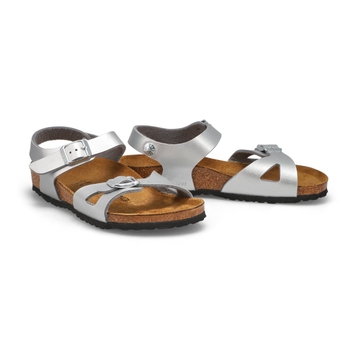 Kids' Rio Birko-Flor 2 Strap Narrow Sandal - Silve