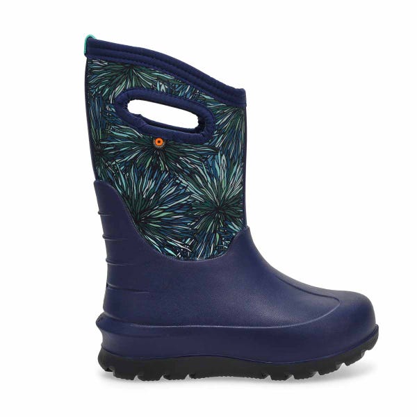 Girls' Neo-Classic Firework Floral Waterproof Boot - Navy/Multi