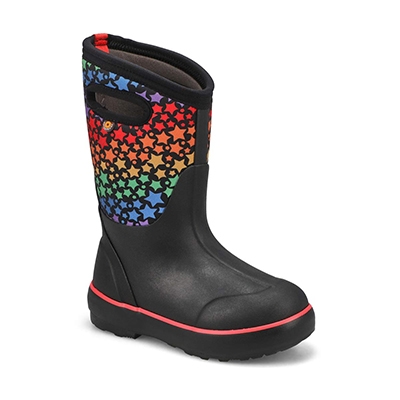 Grls Classic II Rainbow Stars Waterproof Boot - Black/Multi
