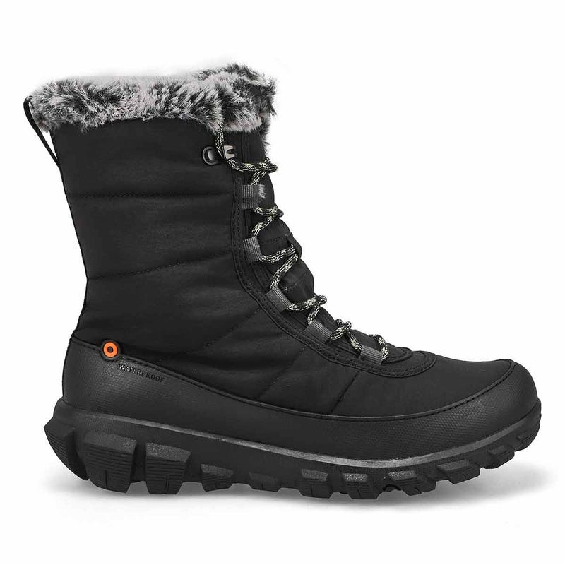 Women's Cedar Quilt Lace Waterproof Boot - Black