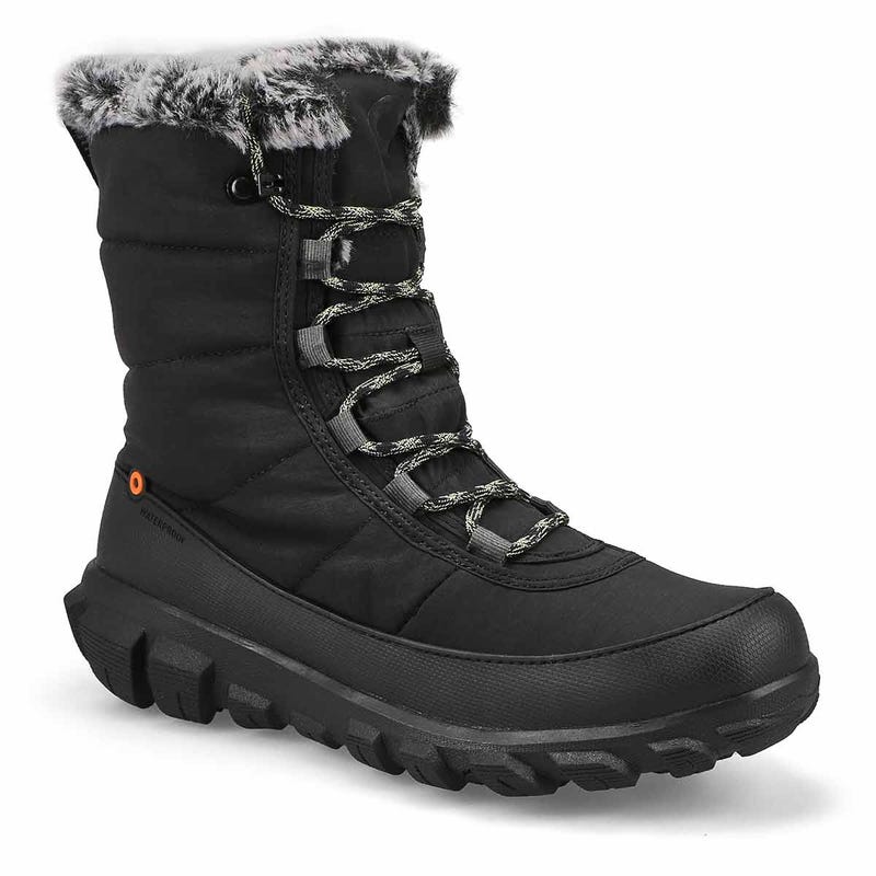 Women's Cedar Quilt Lace Waterproof Boot - Black