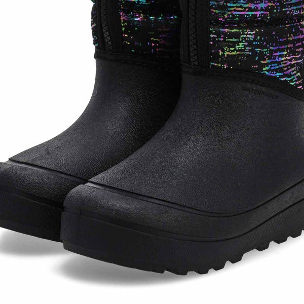 Kids'  Snow Shell Zip Metallic Stripes Waterproof Winter Boot - Black/Multi