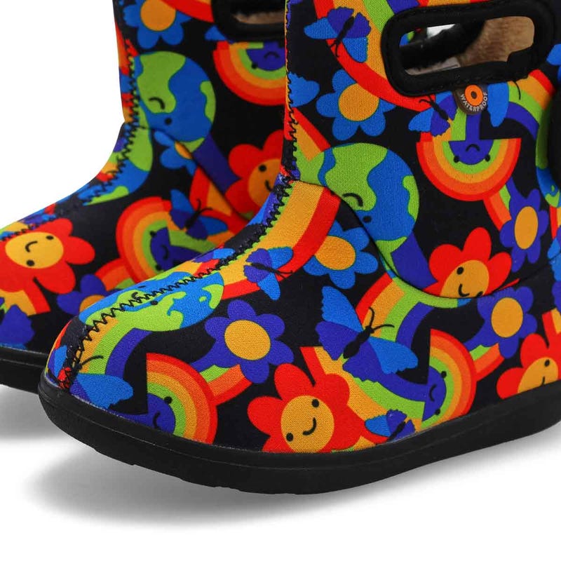 Infants' Baby Bogs II Rainbow Planet Waterproof Boot - Black/Multi