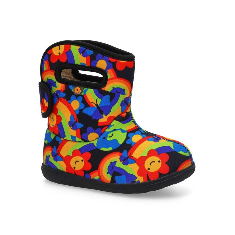 Infants' Baby Bogs II Rainbow Planet Waterproof Boot - Black/Multi