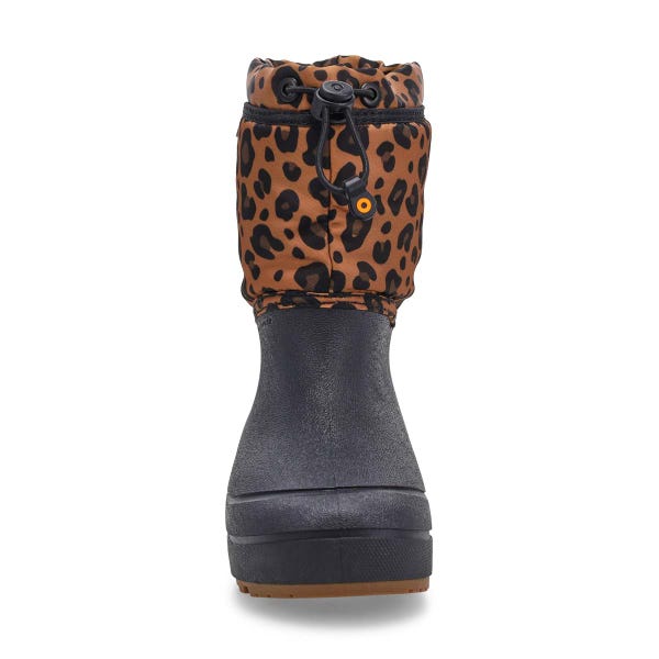 Girls'  Snow Shell Leopard Winter Boot - Black/Multi