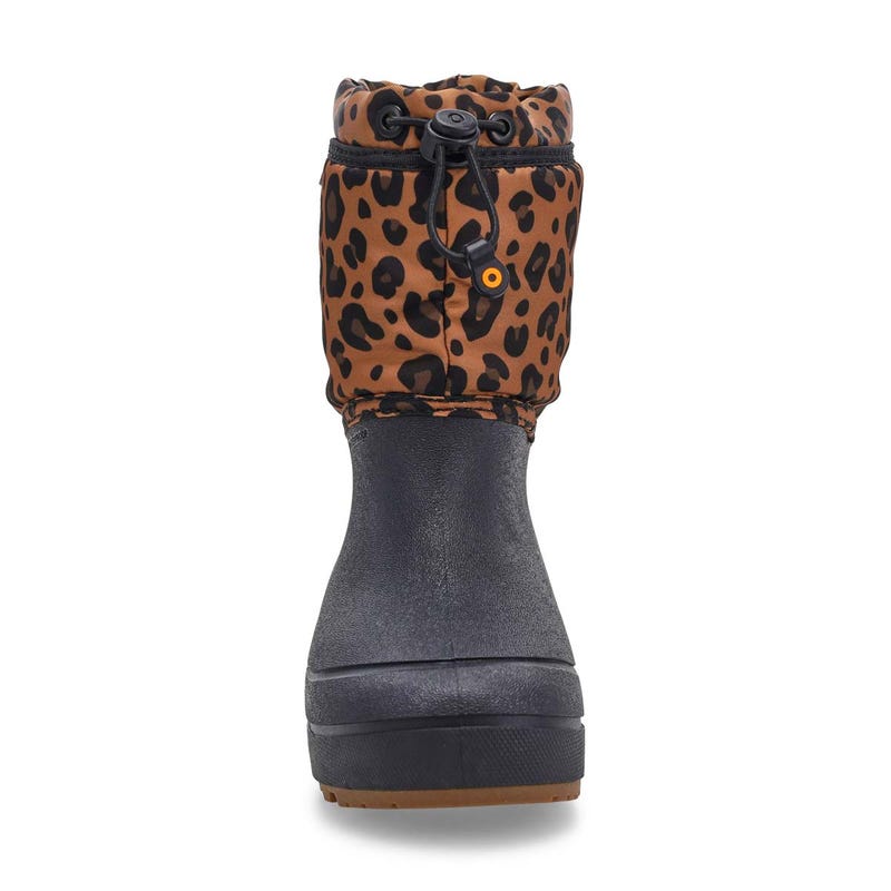 Girls'  Snow Shell Leopard Winter Boot - Black/Multi