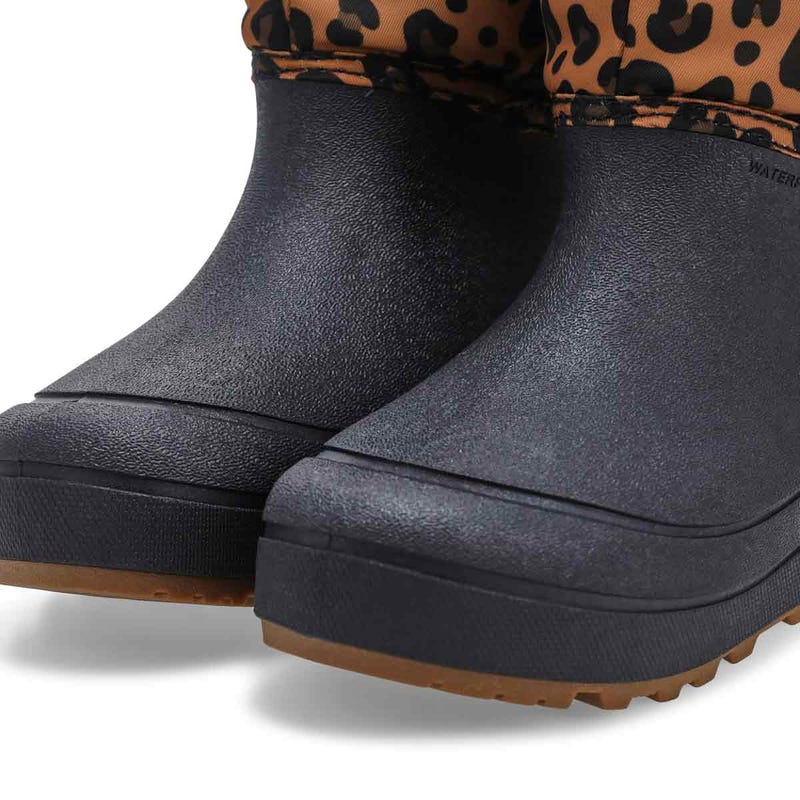 Girls'  Snow Shell Leopard Winter Boot - Black/Multi