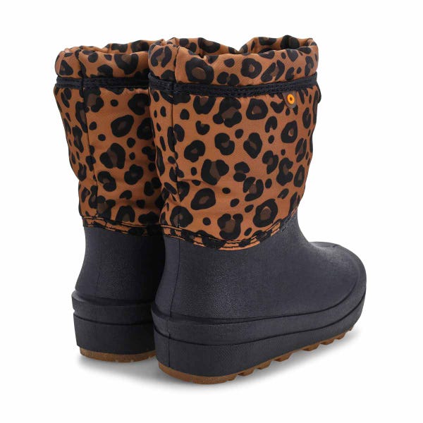 Girls'  Snow Shell Leopard Winter Boot - Black/Multi