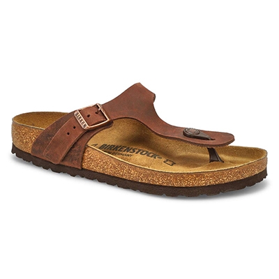 Lds Gizeh Oiled Leather Thong Sandal - Habana