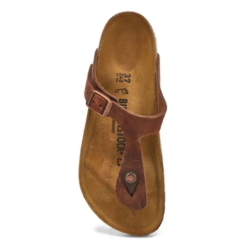 Women's Gizeh Oiled Leather Thong Sandal - Habana