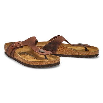 Women's Gizeh Oiled Leather Thong Sandal - Habana