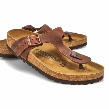 Women's Gizeh Oiled Leather Thong Sandal - Habana