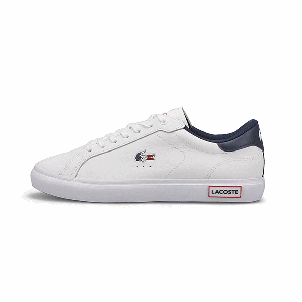 Lacoste Men's Powercourt Sneaker - White/Navy | SoftMoc USA