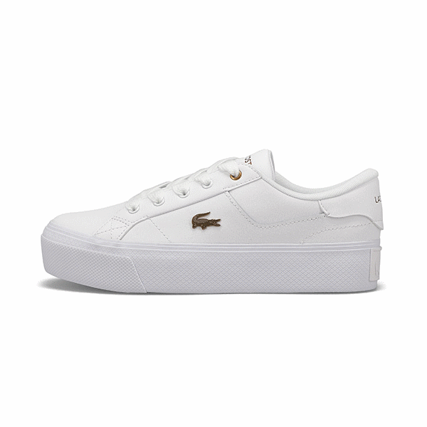 Official Women's Lacoste Ziane Platform 123 1 CFA in White at ShoeGrab