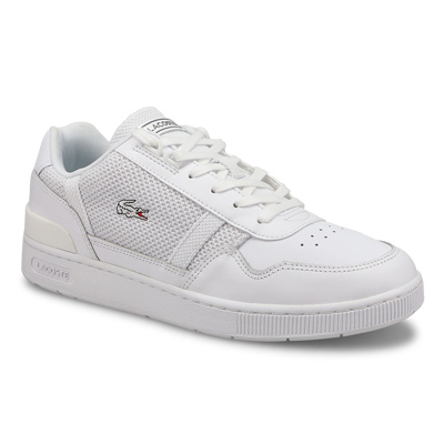 Baskets de mode en cuir à lacets T-Clip Leather, blanc/blanc cassé, hommes