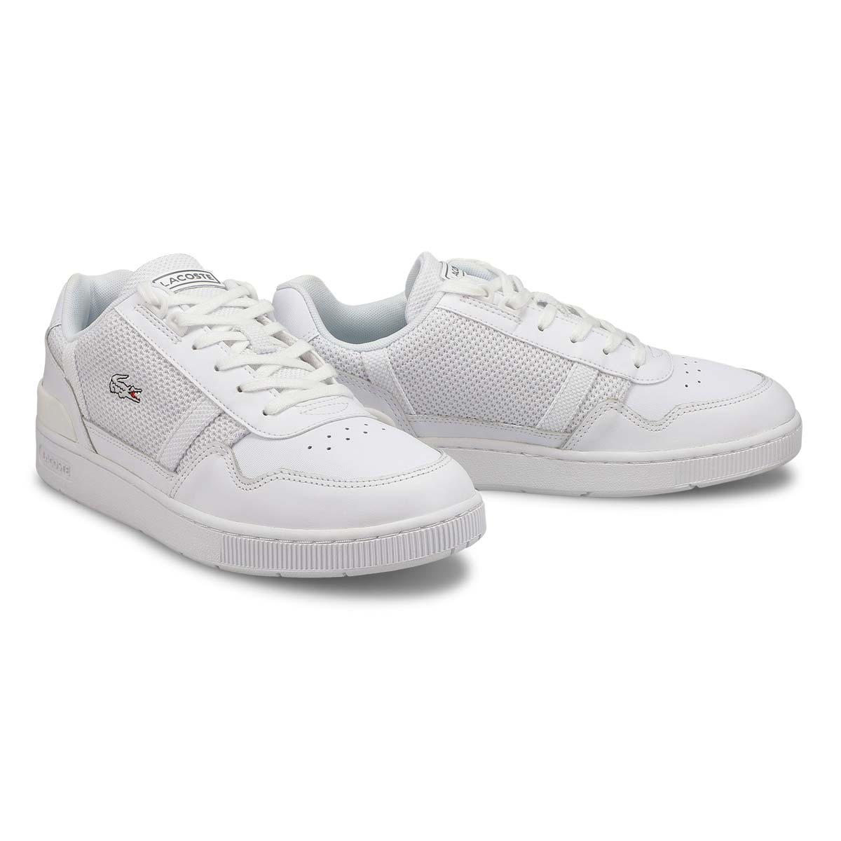 Lacoste Men's T-Clip Leather Sneaker -White/B | SoftMoc.com