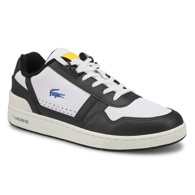 Mns T-Clip Leather Lace Up Fashion Sneaker - White/Black