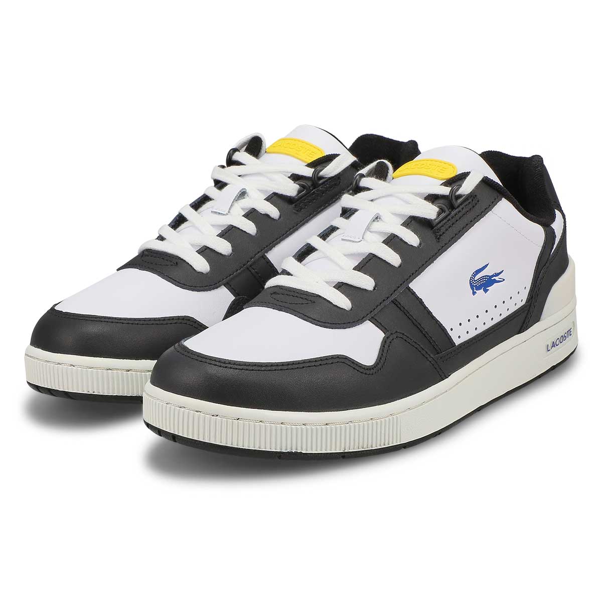 Lacoste Men's T-Clip Leather Sneaker -White/B | SoftMoc.com