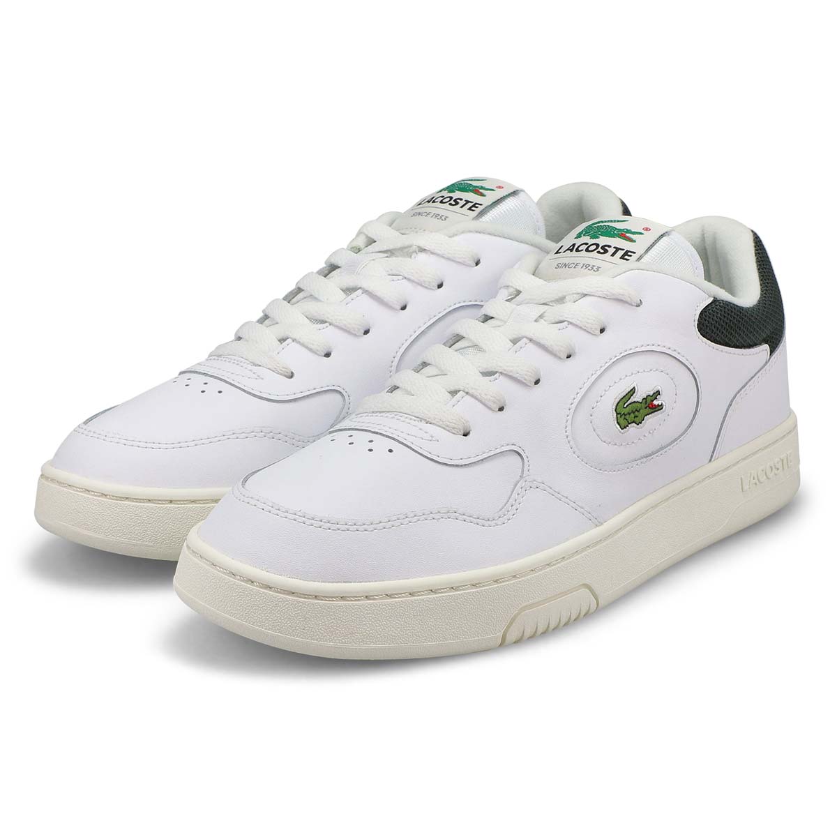 Mens Lineset Lace Up Fashion Sneaker - White/Dark Green