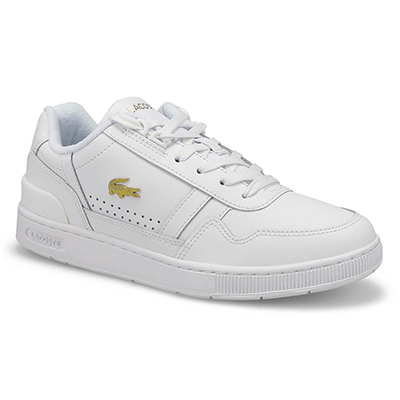 Baskets de mode à lacets T-Clip, blanc/or, femmes