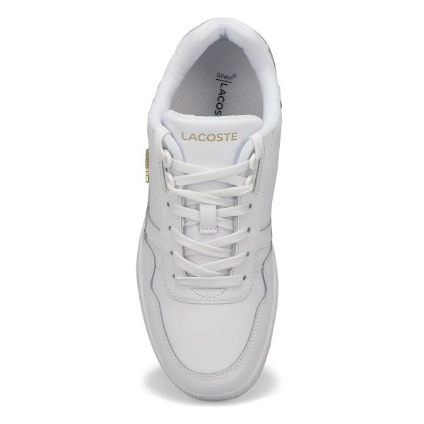 Women's T-Clip Lace Up Fashion Sneaker - White/Gold