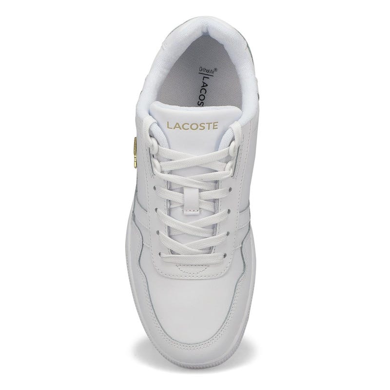 Women's T-Clip Lace Up Fashion Sneaker - White/Gold