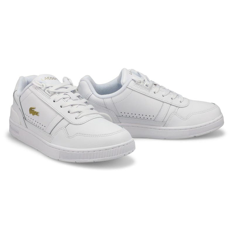 Women's T-Clip Lace Up Fashion Sneaker - White/Gold