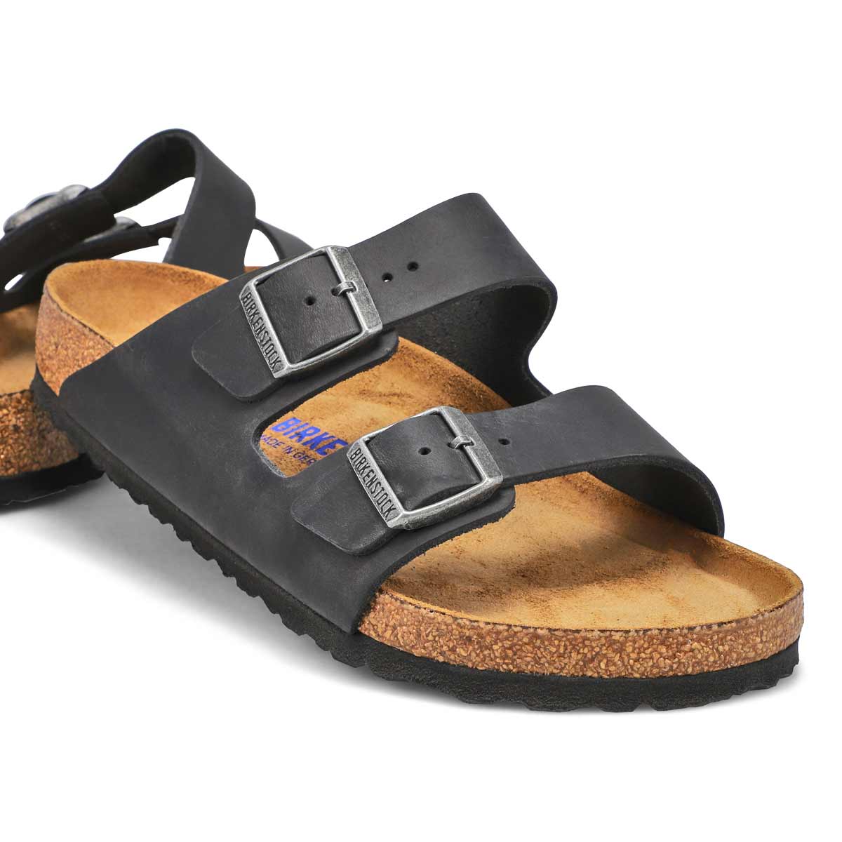 Women's Arizona Soft Oiled Leather 2 Strap Sandal - Black