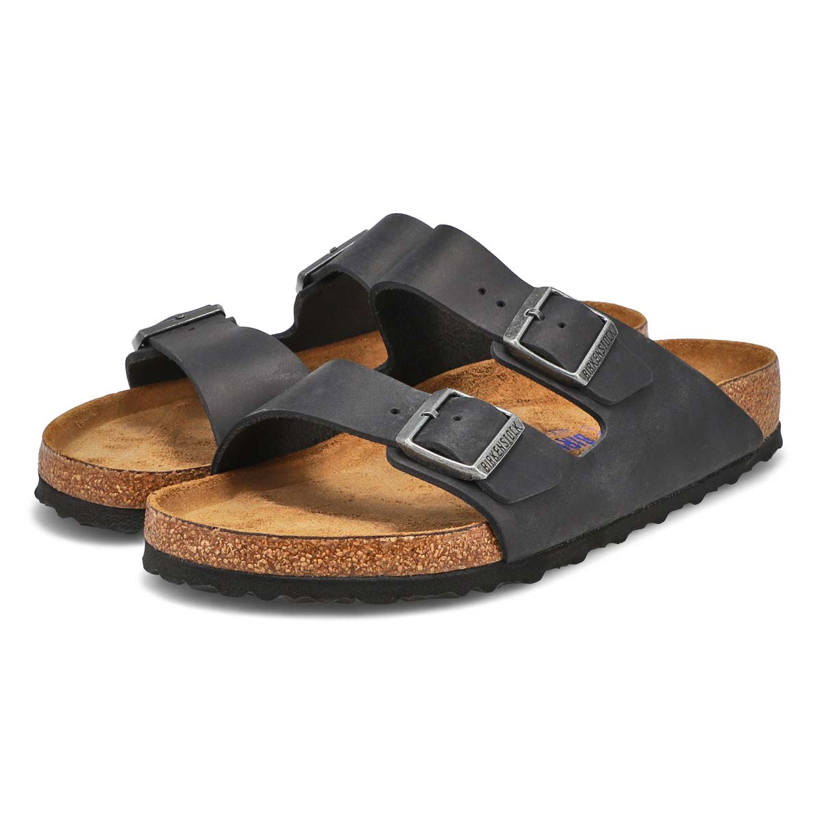 Women's Arizona Soft Oiled Leather 2 Strap Sandal - Black