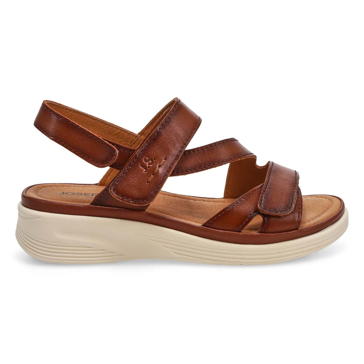 Sandale talon compens SEVRAN 05, cognac, femmes
