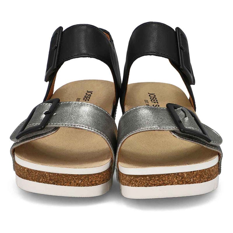 Sandale compensée en cuir QUINN 02, basalte Kombi, femmes