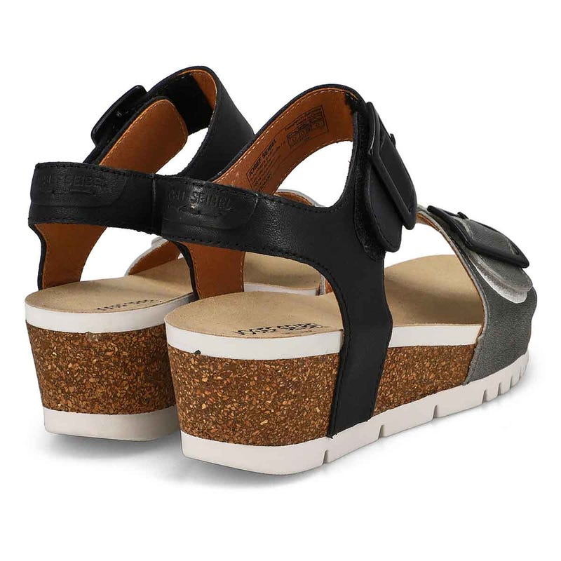 Sandale compensée en cuir QUINN 02, basalte Kombi, femmes