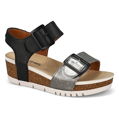 Lds Quinn 02 Leather Wedge Sandal - Basalt Kombi