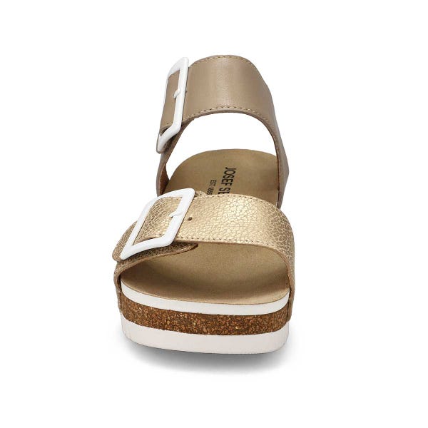 Sandale compensée en cuir QUINN 02, crème Kombi, femmes