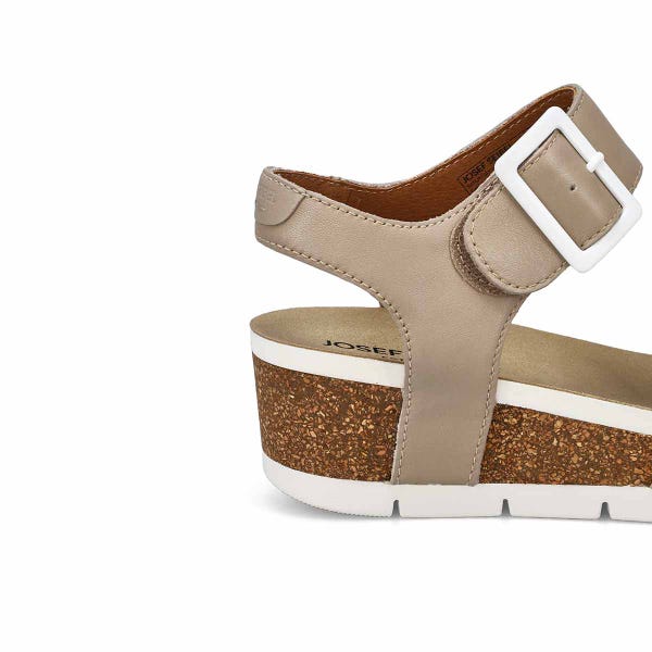 Sandale compensée en cuir QUINN 02, crème Kombi, femmes