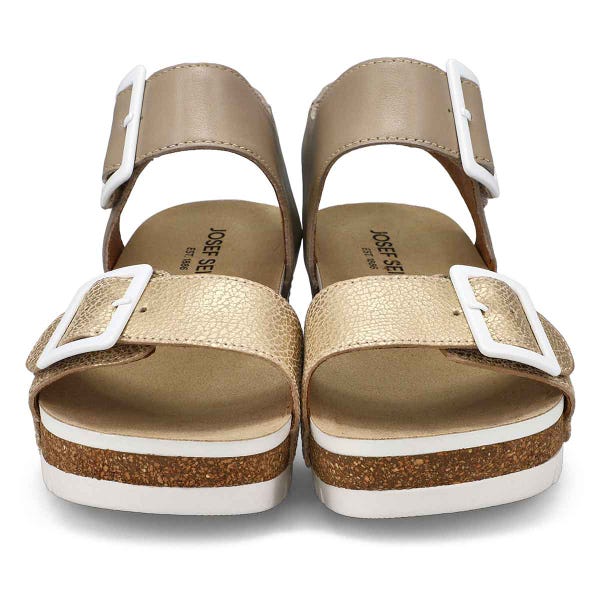 Sandale compensée en cuir QUINN 02, crème Kombi, femmes