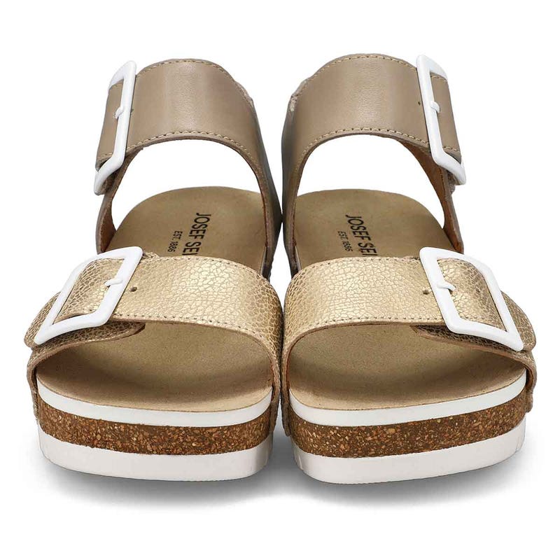 Sandale compensée en cuir QUINN 02, crème Kombi, femmes