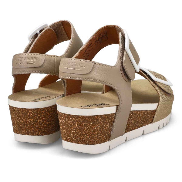 Sandale compensée en cuir QUINN 02, crème Kombi, femmes