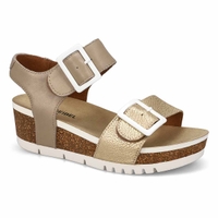 Women's Quinn 02 Leather Wedge Sandal - Creme Kombi