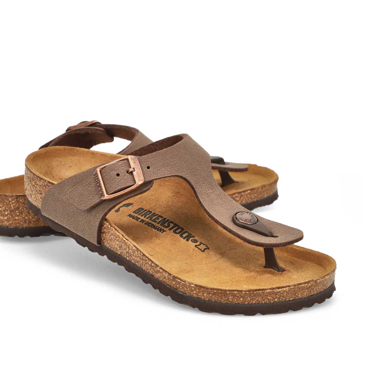 Girls' Gizeh Birko-Flor Thong Cork Narrow Sandal - Mocha