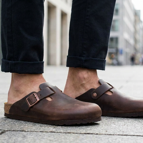 Sabot décontracté en cuir huilé BOSTON, havane, hommes