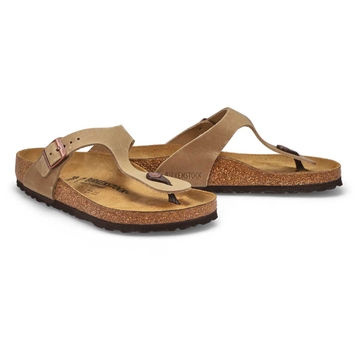 Women's Gizeh Oiled Leather Thong Sandal - Tobacco