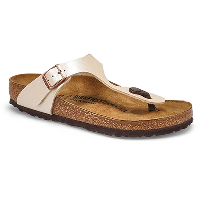 Lds Gizeh Birko-Flor Thong Sandal - Pearl White