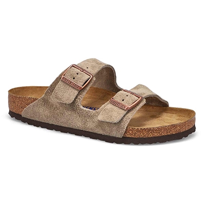 Mns Arizona Suede Soft Footbed 2 Strap Sandal - Taupe