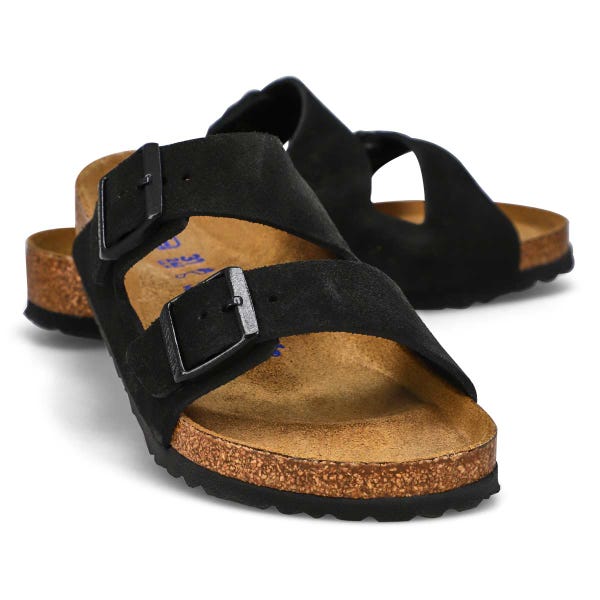 Sandale à 2 brides à lit de pied souple ARIZONA SF, noir, femmes