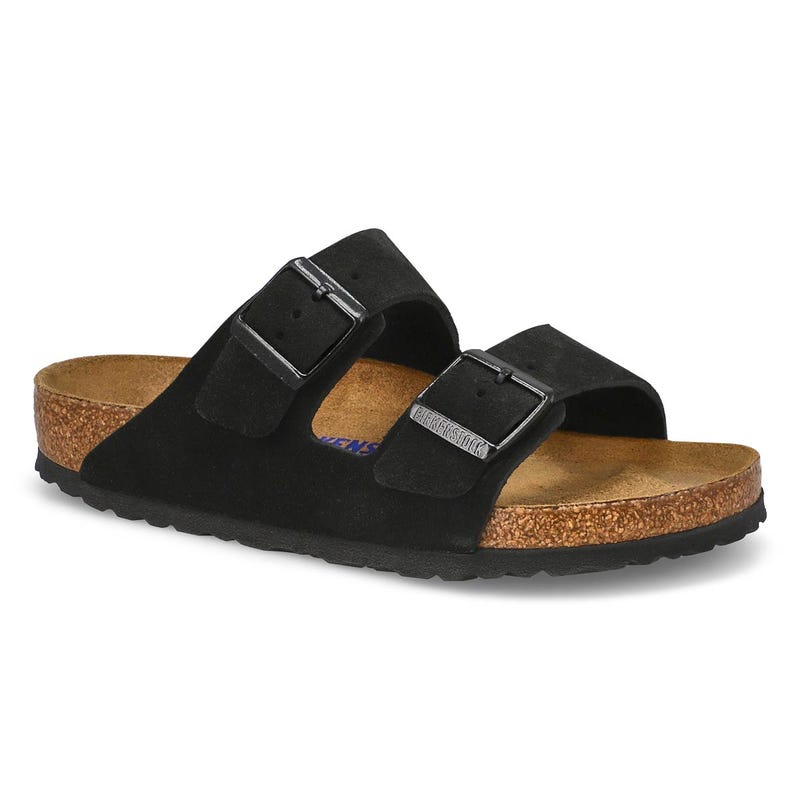 Sandale à 2 brides à lit de pied souple ARIZONA SF, noir, femmes